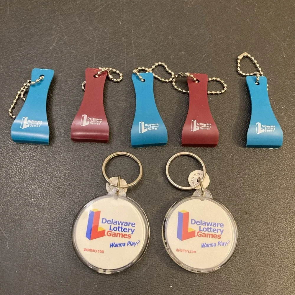 Delaware Lottery Keychains Lot of 7 Games Wanna‎ Play delottery.com